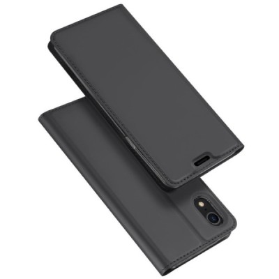 Apple iPhone Xr „Dux Ducis“ Skin sērijas pelēks ādas atvērams maciņš | Vacins.lv