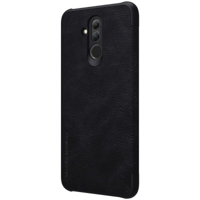 Роскошный чёрный кожаный чехол Nillkin Qin Series для Huawei Mate 20 Lite | Vacins.lv