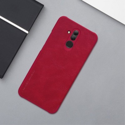 Роскошный красный кожаный чехол Nillkin Qin Series для Huawei Mate 20 Lite | Vacins.lv