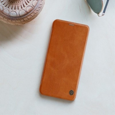 Роскошный коричневый кожаный чехол Nillkin Qin Series для Huawei Mate 20 Lite | Vacins.lv