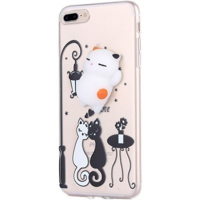 Apple iPhone 7 Plus (iPhone 8 Plus) „Squezy“ Cat твердый силиконовый чехол TPU прозрачный | Vacins.lv