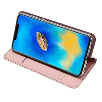 Huawei Mate 20 Pro „Dux Ducis“ Skin sērijas rozs vādas atvērams maciņš / Vacins.lv