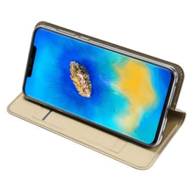„Dux Ducis“ Skin серии Huawei Mate 20 Pro золотой кожаный чехол-книжка | Vacins.lv