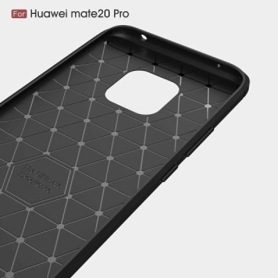 Huawei Mate 20 Pro „Carbon“ cieta silikona (TPU) melns apvalks / vacins.lv