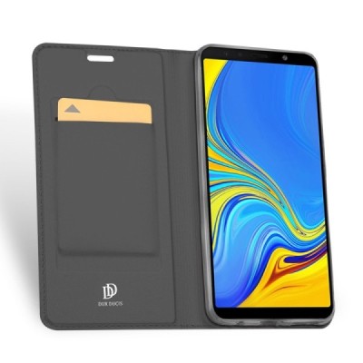 Samsung Galaxy A7 (2018) „Dux Ducis“ Skin sērijas melns ādas atvērams maciņš / Vacins.lv