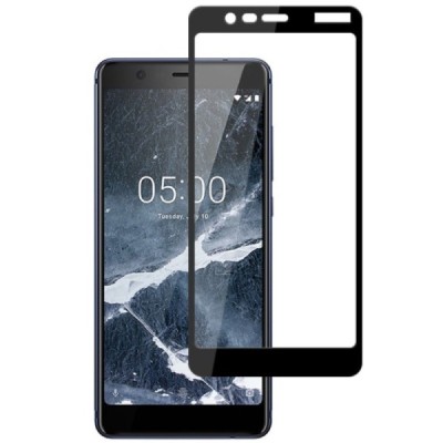 Nokia 5.1 (2018) „Mocolo“ 9H Tempered Glass усиленная защита, черное защитное стекло с полным покрытием толщиной 0,2 мм | Vacins