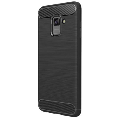 Samsung Galaxy A8 (2018) A530F „Carbon“ твердый силиконовый чехол (TPU) - черный | Vacins.lv