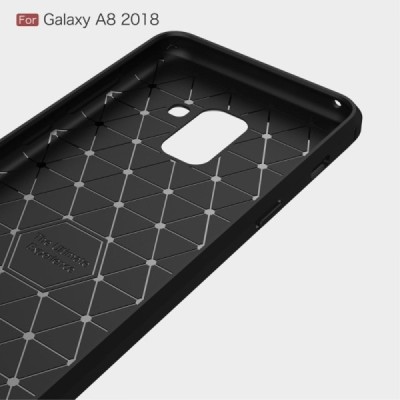 Samsung Galaxy A8 (2018) A530F „Carbon“ твердый силиконовый чехол (TPU) - черный | Vacins.lv