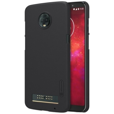Motorola Moto Z3 Play (Moto Z3) Nillkin Frosted Shield melns plastmasas apvalks / vacins.lv