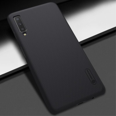 Samsung Galaxy A7 2018 Nillkin Frosted Shield melns plastmasas apvalks / vacins.lv