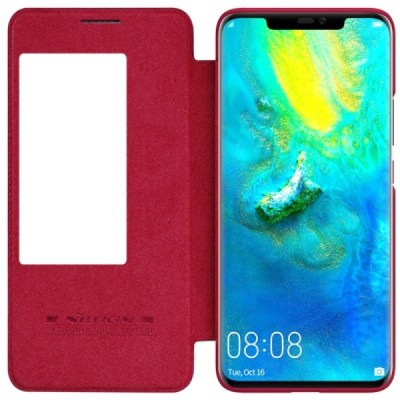 Greznais „Nillkin“ Qin sērijas ādas atvērams sarkans Huawei Mate 20 Pro maciņš / Vacins.lv