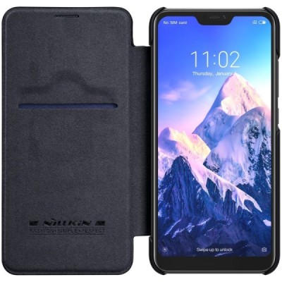Greznais „Nillkin“ Qin sērijas ādas atvērams melns Xiaomi Redmi 6 Pro (Mi A2 Lite) maciņš / Vacins.lv