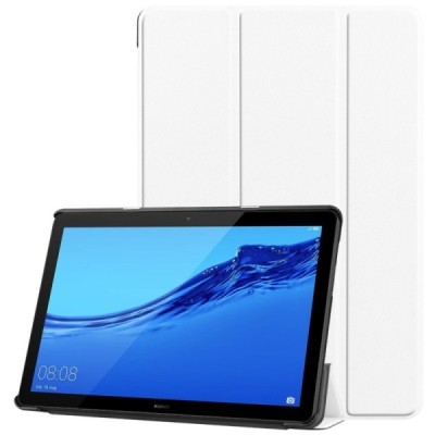 Huawei MediaPad T5 10 белый кожаный чехол-книжка (складной) | Vacins.lv