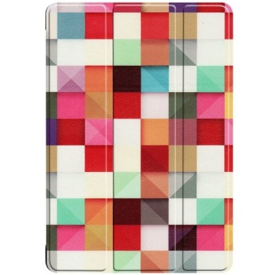 Huawei MediaPad T5 10 „Cubes“ открываемый разноцветный кожаный чехол - книжка | Vacins.lv