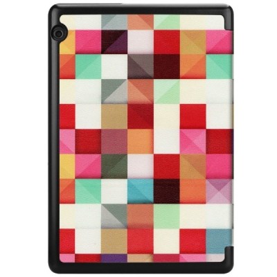 Huawei MediaPad T5 10 „Cubes“ открываемый разноцветный кожаный чехол - книжка | Vacins.lv