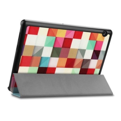 Huawei MediaPad T5 10 „Cubes“ открываемый разноцветный кожаный чехол - книжка | Vacins.lv