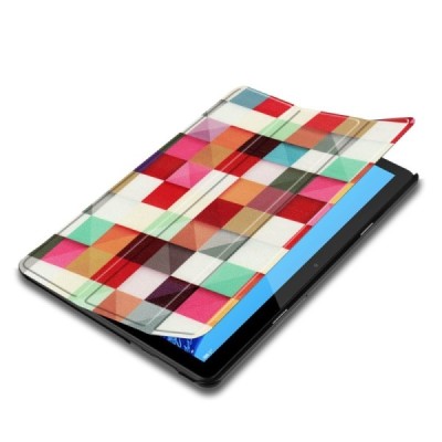 Huawei MediaPad T5 10 „Cubes“ открываемый разноцветный кожаный чехол - книжка | Vacins.lv