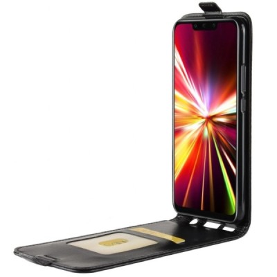 Huawei Mate 20 Lite классический чехол-книжка из кожи - чёрный | Vacins.lv