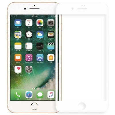 Apple iPhone 7 un Apple iPhone 8 4D Tempered Glass balts ekrāna aizsargstikls / Vacins.lv