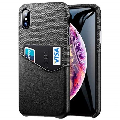 „ESR“ Metro Apple iPhone Xs Max чёрный, серый кожаный чехол - задняя часть с карманом для карточек | Vacins.lv