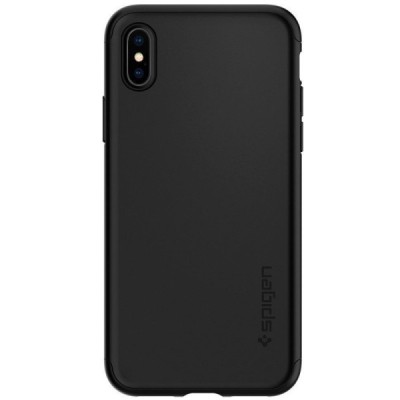 Spigen Thin Fit 360 пластиковый Apple iPhone X (iPhone Xs) чёрный чехол + защитное стекло экрана | Vacins.lv