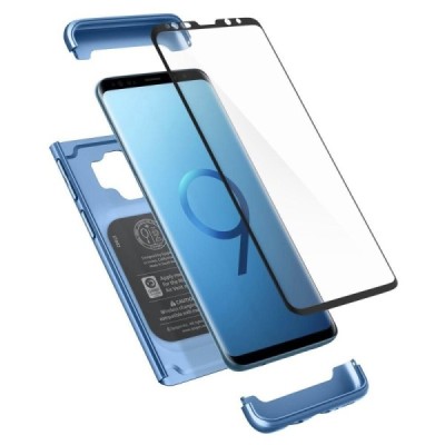 Spigen Thin Fit 360 пластиковый Samsung Galaxy S9 (G960) синий чехол + защитное стекло экрана | Vacins.lv