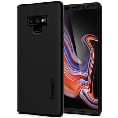 Spigen Thin Fit 360 пластиковый Samsung Galaxy Note 9 (N960F) чёрный чехол + защитное стекло экрана | Vacins.lv