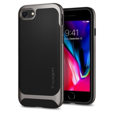 „Spigen“ Neo Hybrid Herringbone усиленная защита Apple iPhone 7 (iPhone 8) чёрный твердый силикон (TPU) и пластиковый чехол | Va