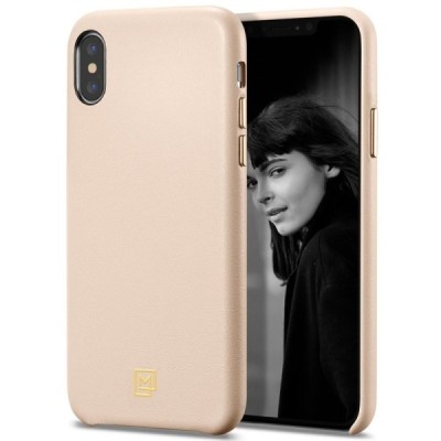 „Spigen“ La Manon Calin Apple iPhone X (iPhone Xs) песочный кожаный чехол | Vacins.lv