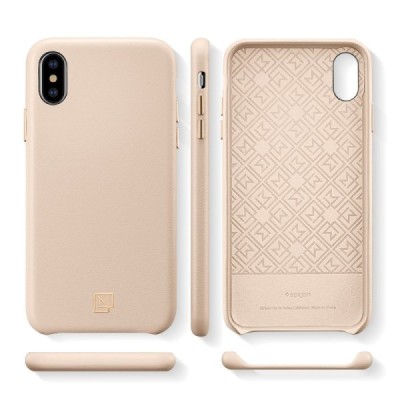 „Spigen“ La Manon Calin Apple iPhone X (iPhone Xs) песочный кожаный чехол | Vacins.lv