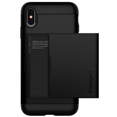„Spigen“ Slim Armor CS Apple iPhone Xs Max чёрный твердый силиконовый чехол | Vacins.lv