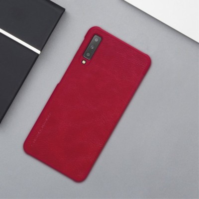 Greznais „Nillkin“ Qin sērijas ādas atvērams sarkans Samsung Galaxy A7 2018 maciņš / Vacins.lv