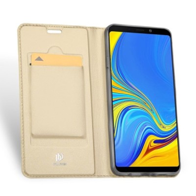 Samsung Galaxy A9 2018 (A9 Star Pro) „Dux Ducis“ Skin sērijas zelta ādas atvērams maciņš / Vacins.lv