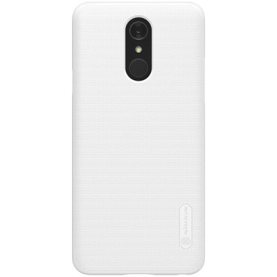 LG Q7 Nillkin Frosted Shield balts plastmasas futrālis + ekrāna aizsargplēve / Vacins.lv