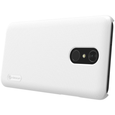 LG Q7 Nillkin Frosted Shield balts plastmasas futrālis + ekrāna aizsargplēve / Vacins.lv