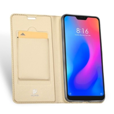 „Dux Ducis“ Skin серии Xiaomi Redmi 6 Pro (Mi A2 Lite) золотой кожаный чехол-книжка | Vacins.lv