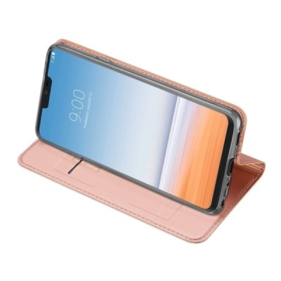 LG G7 ThinQ „Dux Ducis“ Skin sērijas rozs ādas atvērams maciņš / Vacins.lv