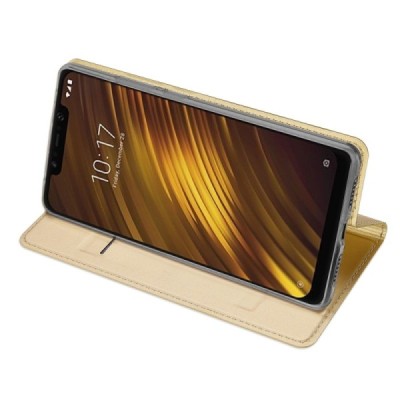 „Dux Ducis“ Skin серии Xiaomi Pocophone F1 золотой кожаный чехол-книжка | Vacins.lv