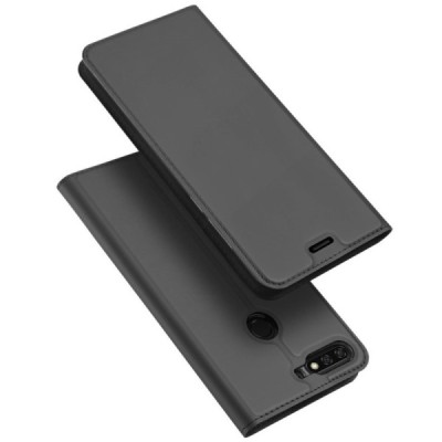 Huawei Honor 7C „Dux Ducis“ Skin sērijas melns ādas atvērams maciņš / Vacins.lv