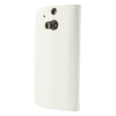 „Lychee“ HTC One M8 baltas odinis atverčiamas dėklas / Priedai.lt