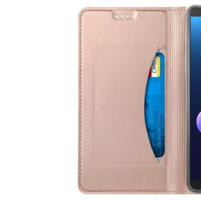 Твердый розовый кожаный чехол-книжка для HTC U12 Plus | Vacins.lv