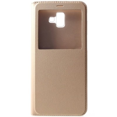 Samsung Galaxy J6+ 2018 (J610F) открываемый золотой „View Window“ чехол c oкошком | Vacins.lv