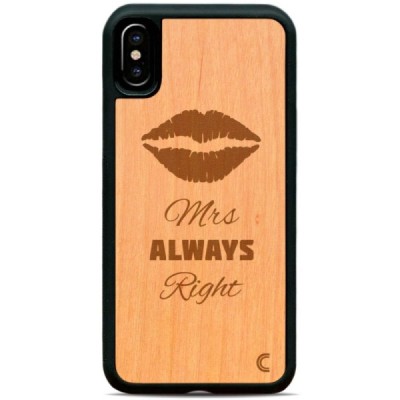Apple iPhone X (iPhone Xs) „Crafted Cover“ Mrs Always Right dabīga koka telefona apvalks / Vacins.lv