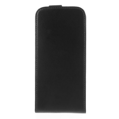 HTC One M8 klasisks ādas vertikāli atvēramais melns futrālis / Vacins.lv