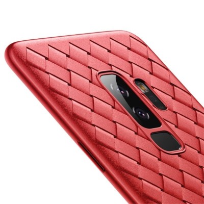 Samsung Galaxy S9+ (G965) „Baseus“ Weaving sarkans cieta silikona apvalks / vacins.lv