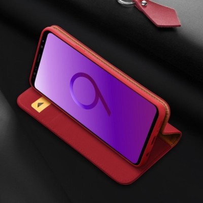 Красный кожаный чехол книжка ''Dux Ducis'' Wish Series для Samsung Galaxy S9 (G960) | Vacins.lv