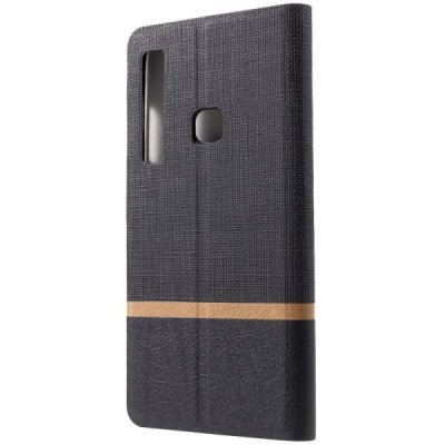 „Cross“ Texture Leather серии Samsung Galaxy A9 2018 (A9 Star Pro) чёрный кожаный чехол-книжка | Vacins.lv
