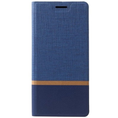 Samsung Galaxy A9 2018 (A9 Star Pro) „Cross“ Texture Leather sērijas zils ādas atvērams maciņš / Vacins.lv