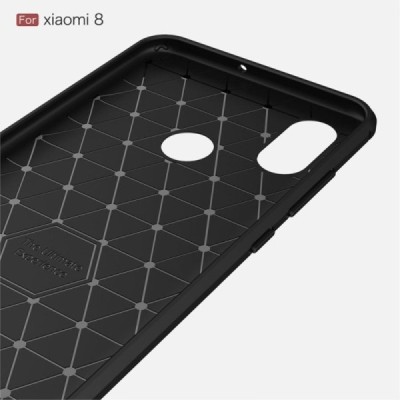 Xiaomi Mi 8 „Carbon“ твердый силиконовый чехол (TPU) - черный | Vacins.lv
