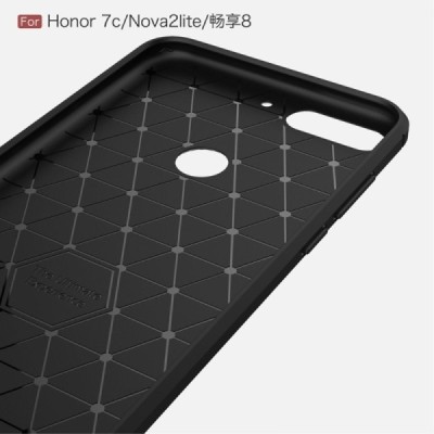 Huawei Honor 7C „Carbon“ cieta silikona (TPU) melns apvalks / vacins.lv